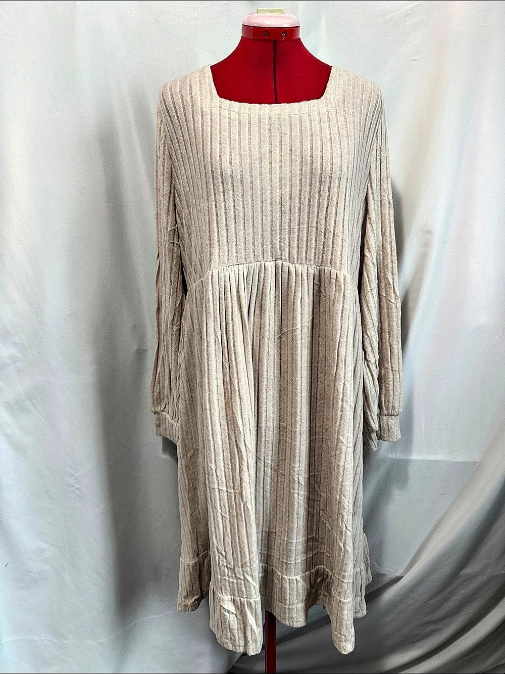 YesFashion Ribbed Midi Dress in Cream XL NWT
